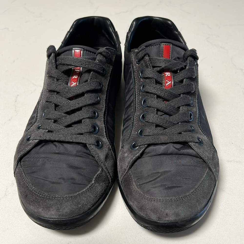 Title:
Prada Black Suede & Nylon Sneakers 4E 2439- Men’s Size 8 good condition